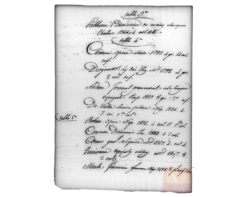 Ejemplo de manuscrito con dificultad especial por ser un listado de libros, con falta de apoyo textual y en varios idiomas
