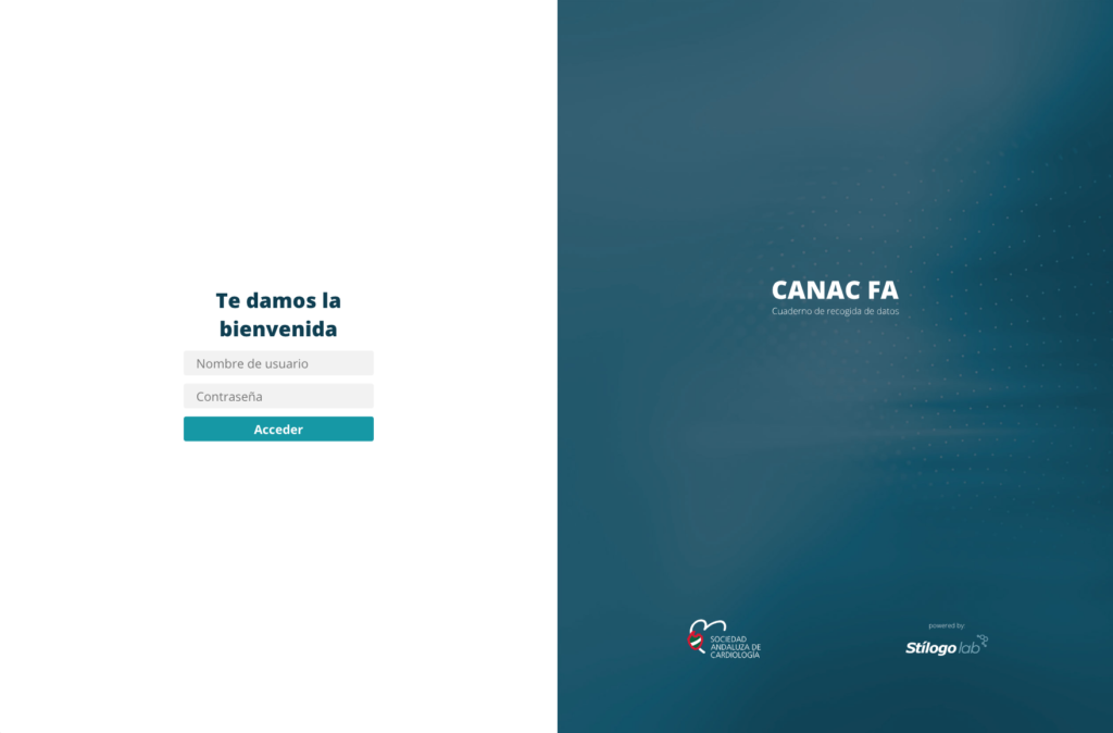 Acceso a CANAC FA, cuaderno de recogida de datos clínicos online