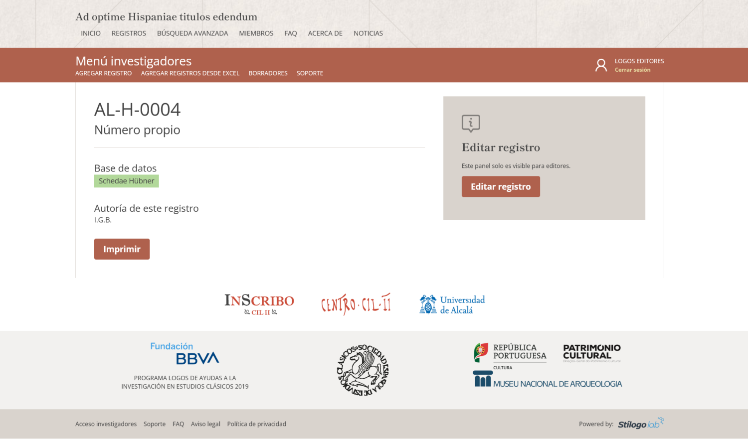 Ad optime Hispaniae titulos edendum